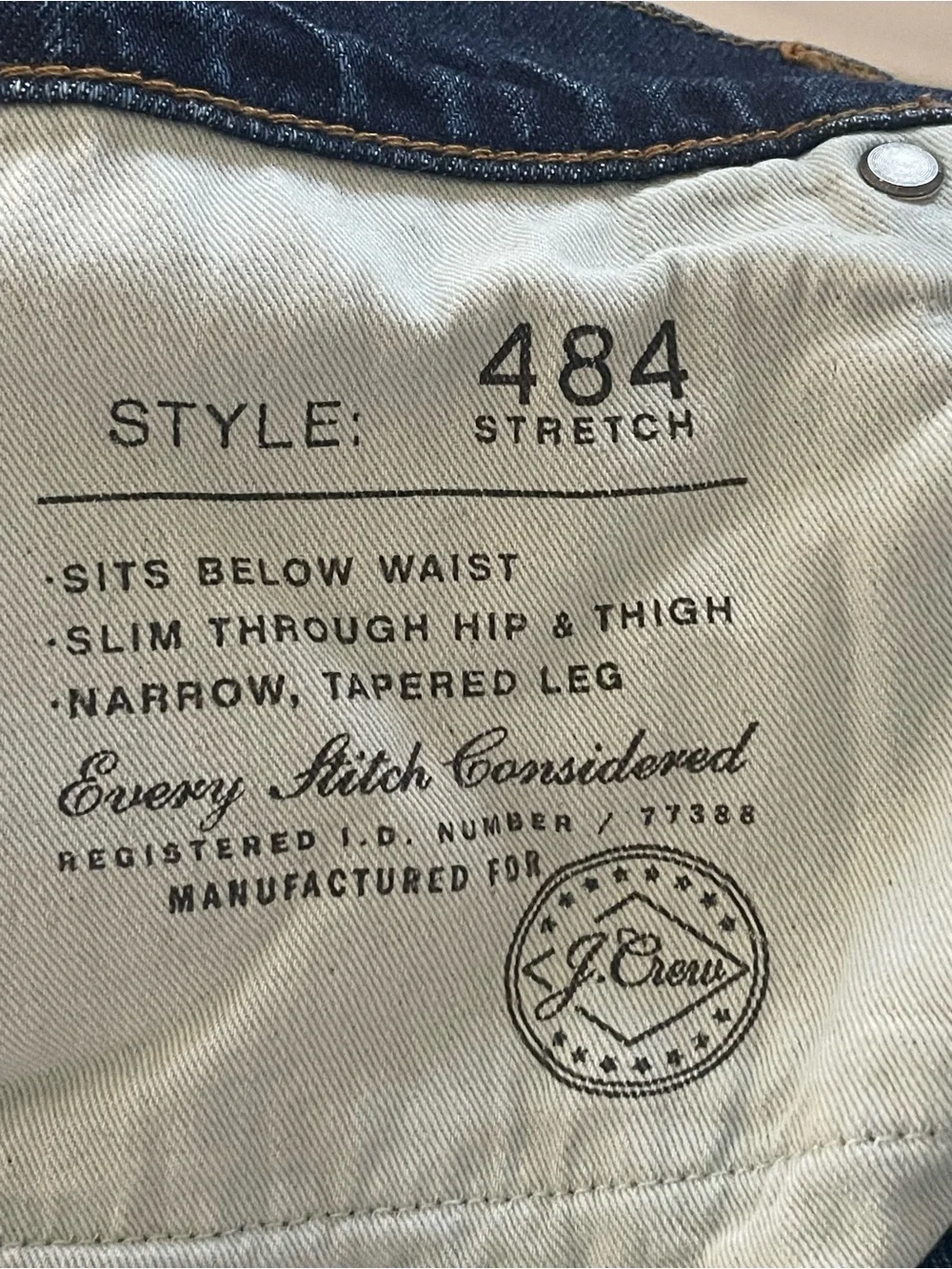 J.Crew 484 Slim Fit Stretch Jeans Men's Wash Blue 35x32 (Measures 36x31)